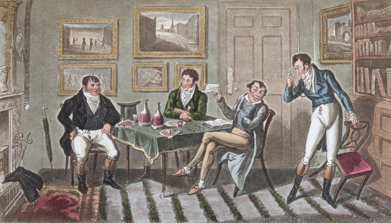 Tom och Jerry på The Albany, 1822 (akvatint) av Isaac, Robert and George Cruikshank