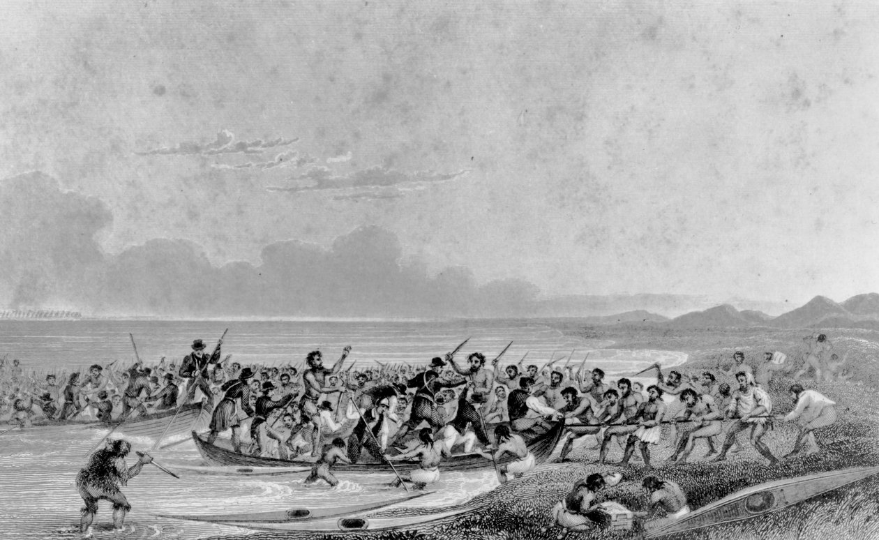 Esquimaux plundrar Franklins expeditionsbåtar, 1826 av George Back