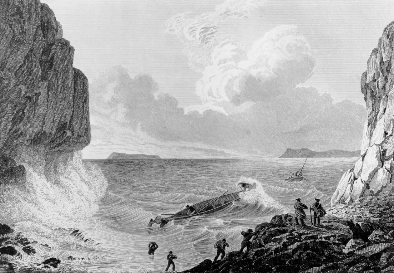Franklins expedition landar i en storm, 1821 av George Back
