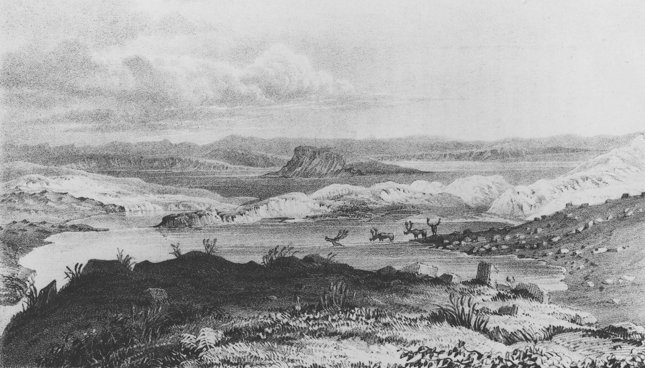Sussex Lake, Thlew-ee-cho-flodens källa, 1836 av George Back