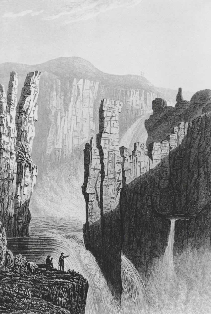 Wilberforce Falls beräknas vara 250 fot högt, 1823 av George Back