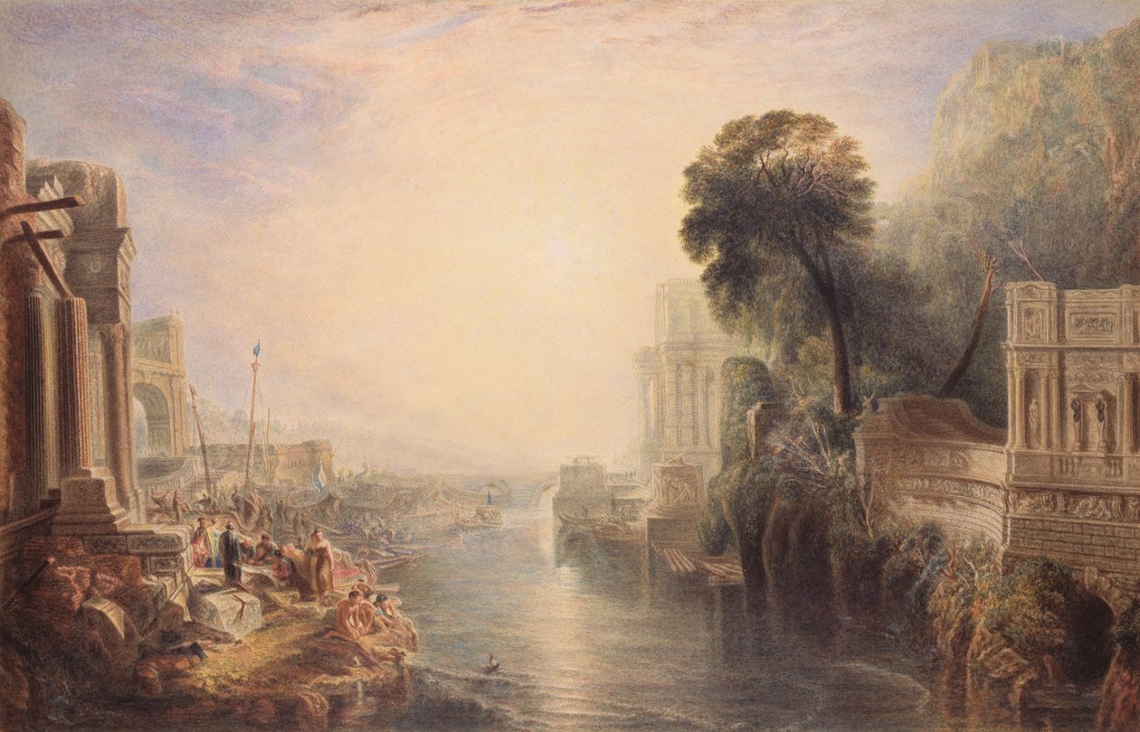 Ruinerna av det antika Rom, ca 1820 (wc och gummi arabicum på papper) av George Barret