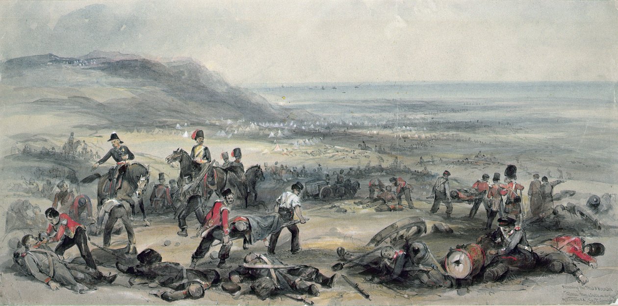 Ta bort de döda och sårade efter slaget vid Alma under Krimkriget, 20 september 1854 av George Bryant Campion