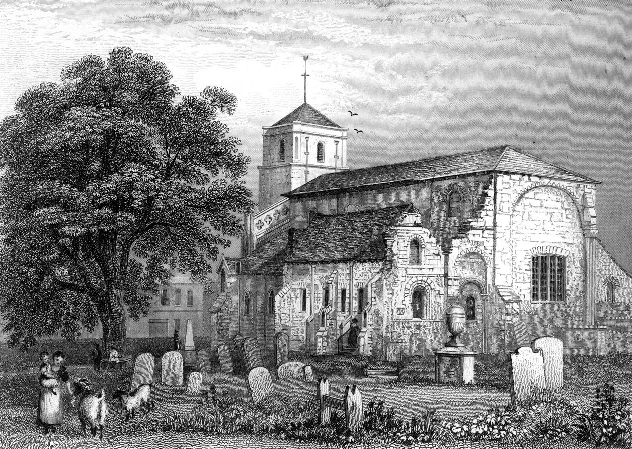 Waltham Abbey Church, Essex, graverad av John Rogers, 1831 av George Bryant Campion