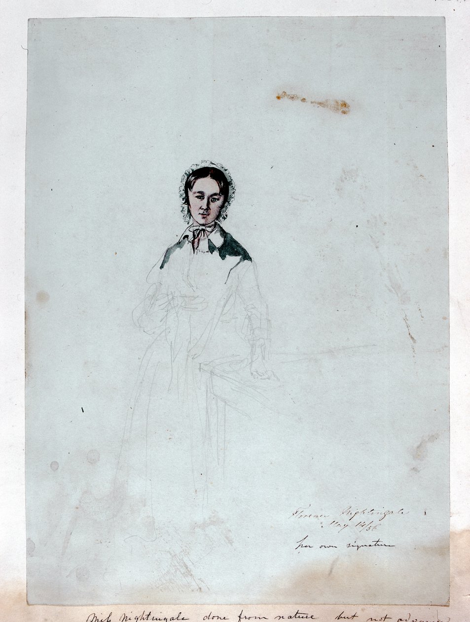 Ett oavslutat porträtt av Florence Nightingale (1820-1910) 1856 (penna, penna och bläck och wc på papper) av George Cadogan
