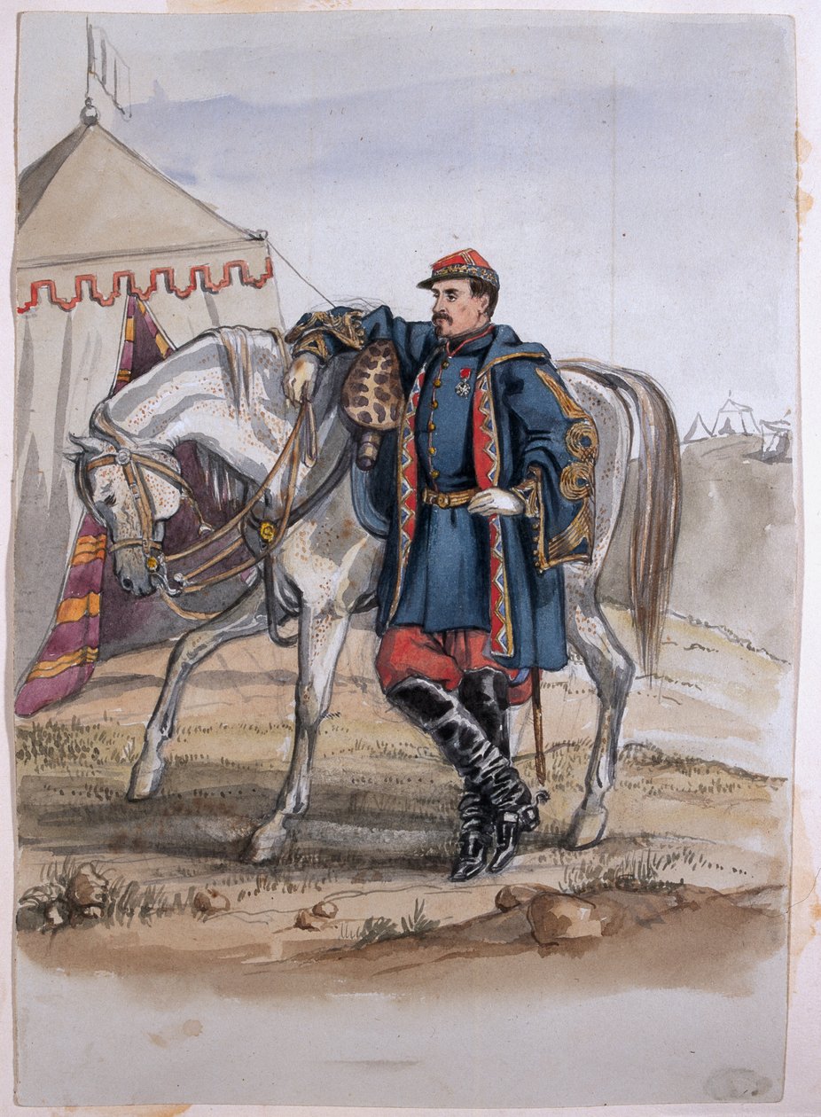 Porträtt av General Clers, tidigare befälhavare för Zouaves, från ett album med målningar och skisser känt som "Cadogan