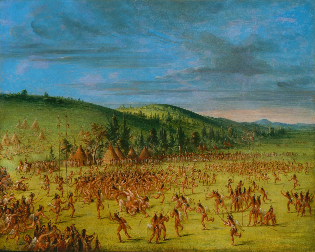 Bollspel av Choctaw-Ball Up av George Catlin