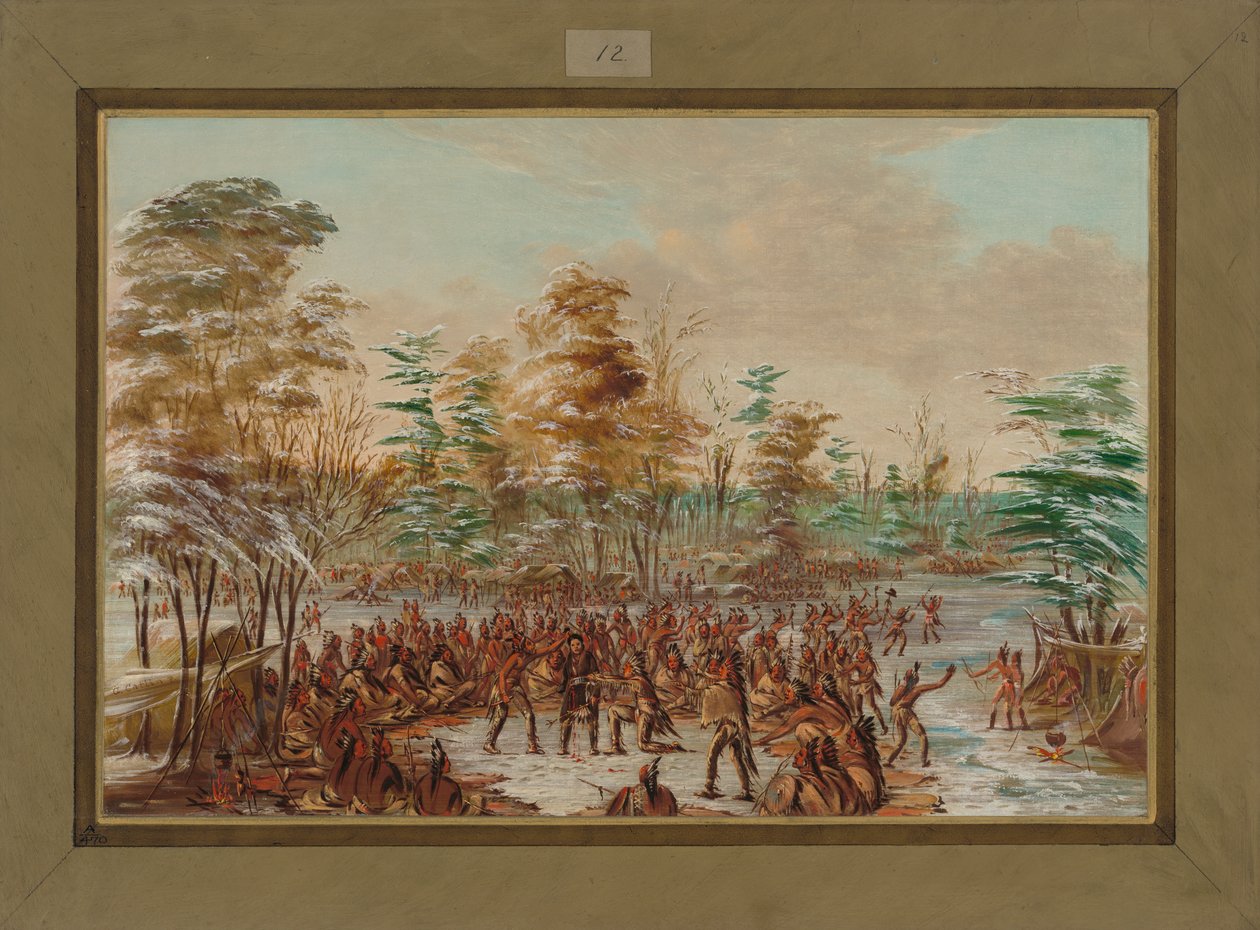 De Tonty stämde för fred i Iroquois Village i januari 1680, 1847-48 av George Catlin