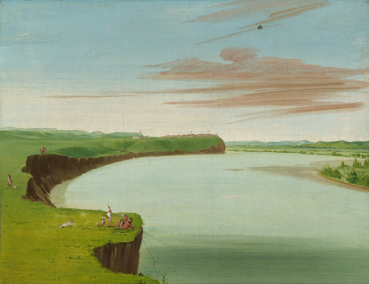 Fjärran utsikt över byn Mandan av George Catlin