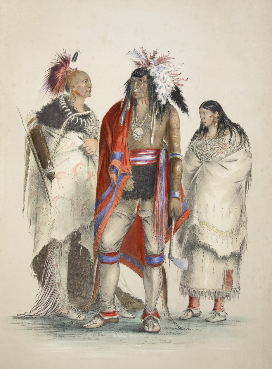 North American Indians, från Catlins North American Indian Portfolio. Jaktscener och nöjen i Rocky Mountains and Prairies of America, pub. 1845 av George Catlin