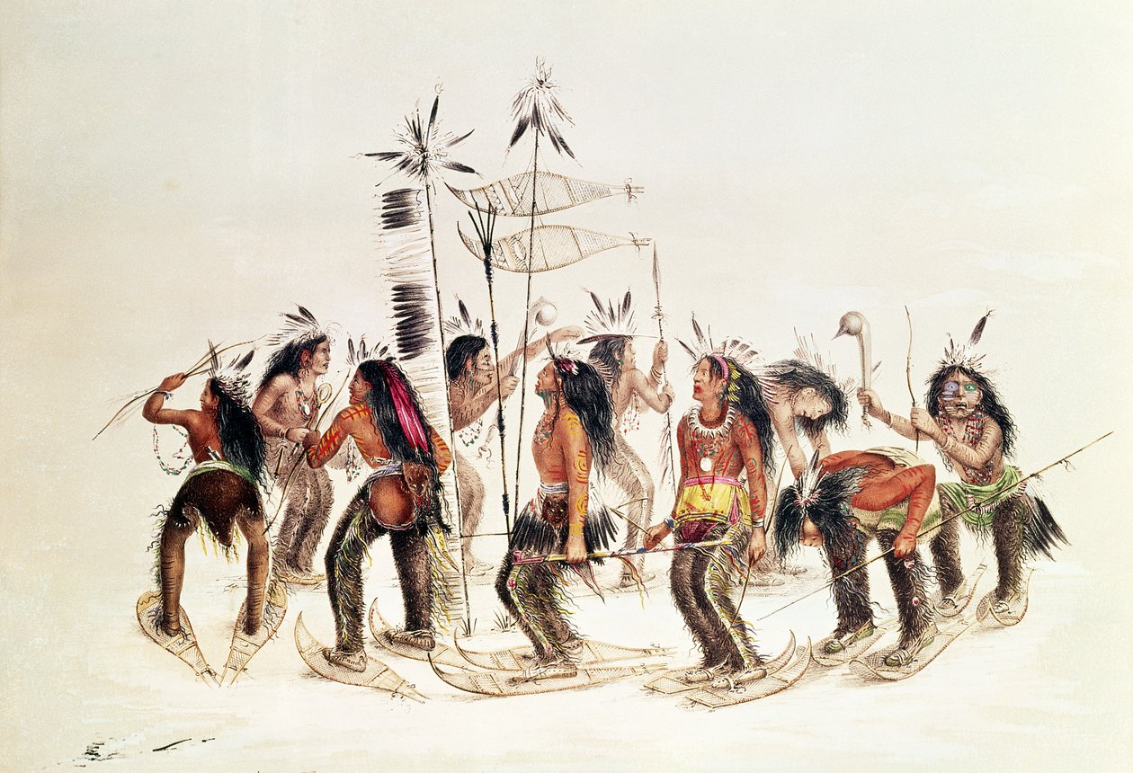 The Snow-Shoe Dance: Att tacka den store anden för snöns första uppkomst av George Catlin