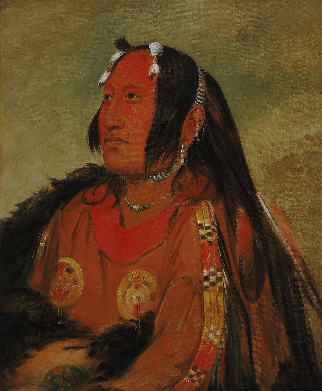 Wi-jún-jon, Pigeons Egg Head (The Light), en framstående ung krigare av George Catlin