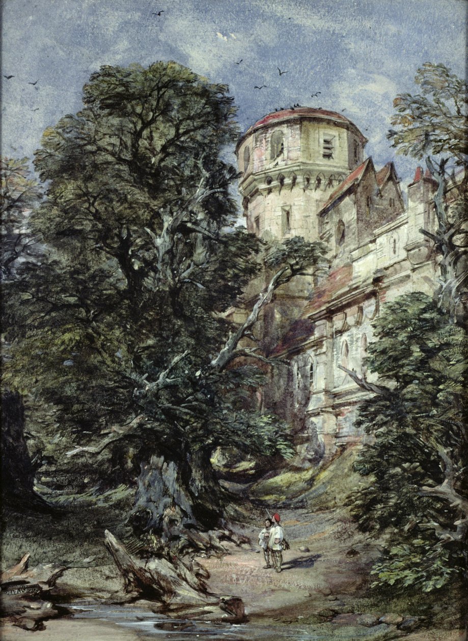 Landskap med slott och träd av George Cattermole
