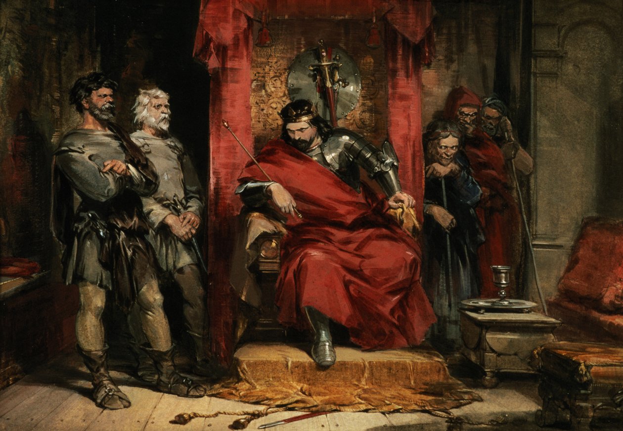 Macbeth o loʻo faʻatonuina le au fasioti tagata na faʻafaigaluegaina e fasioti Banquoswed av George Cattermole