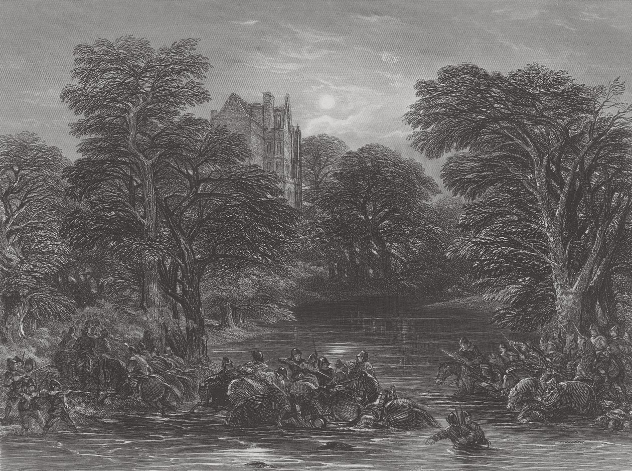 Skottarna förföljde efter slaget vid Preston, graverat av J.C. Varrall, 1844 av George Cattermole