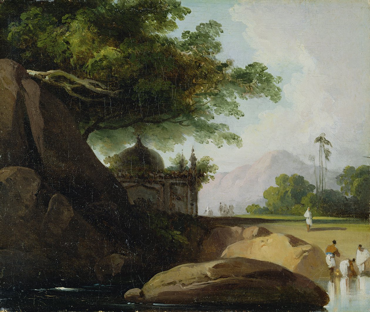 Indiskt landskap med tempel, ca 1815 av George Chinnery
