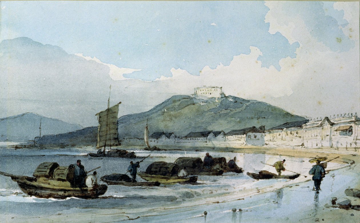 Vy över Macao, Kina av George Chinnery