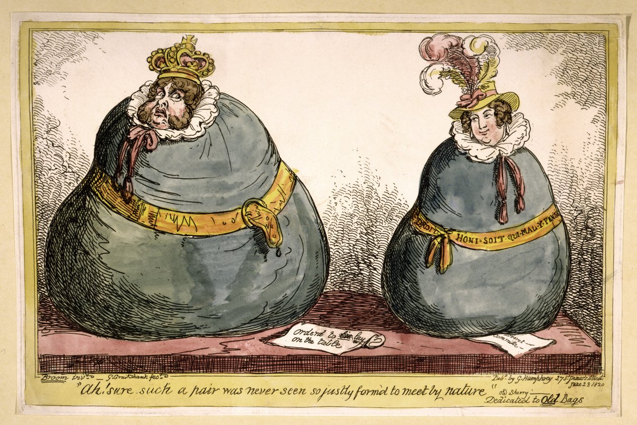 Ah! Visst har ett sådant par aldrig setts så rättvist utformat för att mötas av naturen, pub. 1820 (handfärgad gravyr) av George Cruikshank