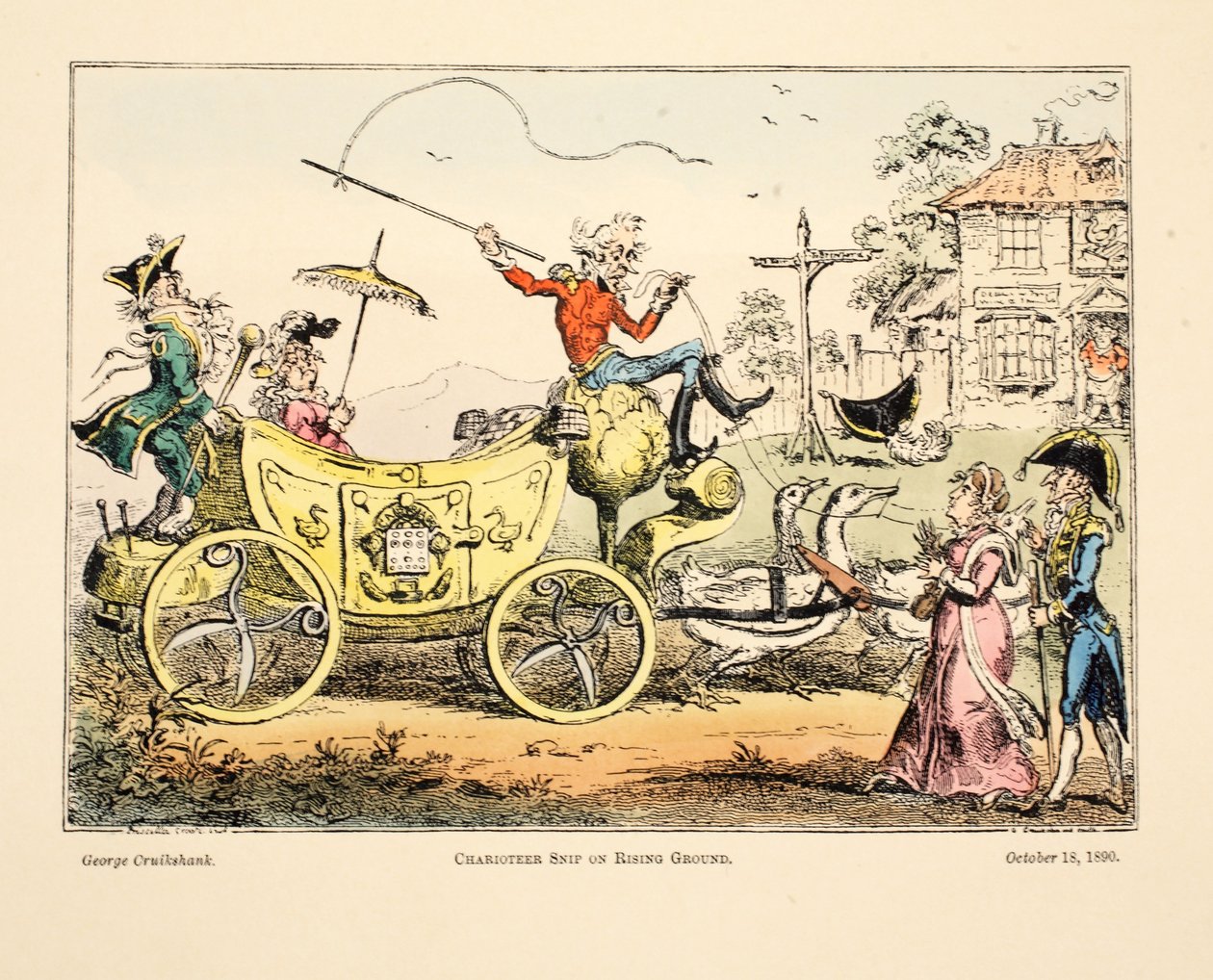 Kärrvakten Snip på stigande mark, 1890 (handkolorerad gravyr) av George Cruikshank