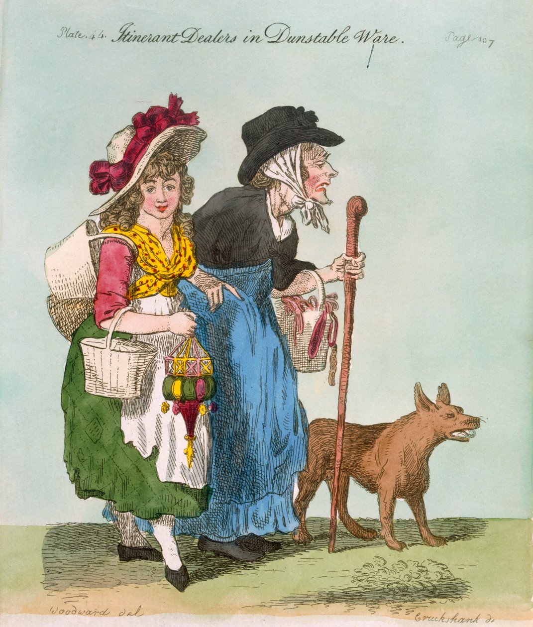 Vandrande försäljare av dammiga varor, 1796 (handkolorerad etsning) av George Cruikshank