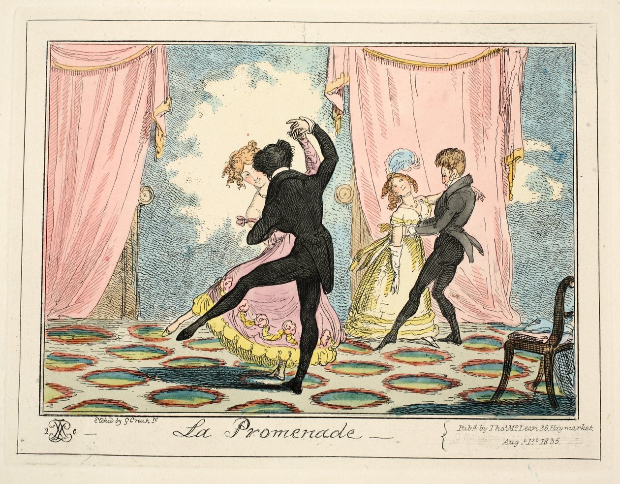 La Promenade, 1835 (handfärgad gravyr) av George Cruikshank