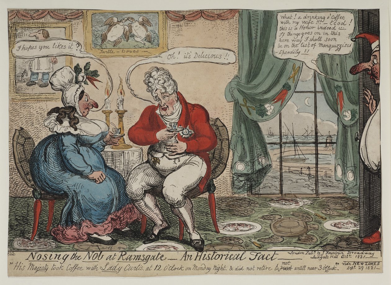 Nosing the nob vid Ramsgate - ett historiskt faktum, 1821 av George Cruikshank