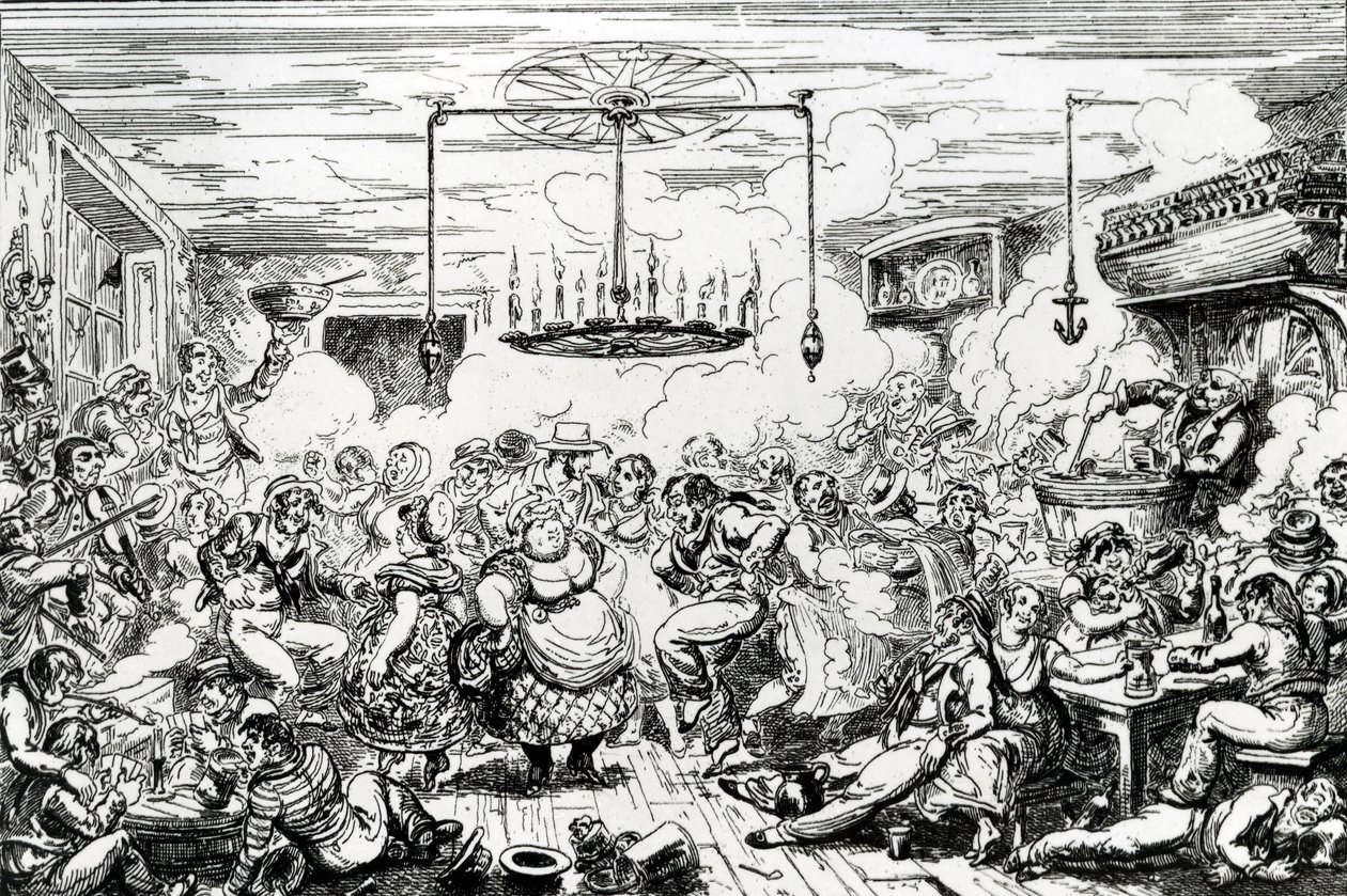 Sjömän som tjatar, eller ett pip i det långa rummet, 1825 av George Cruikshank