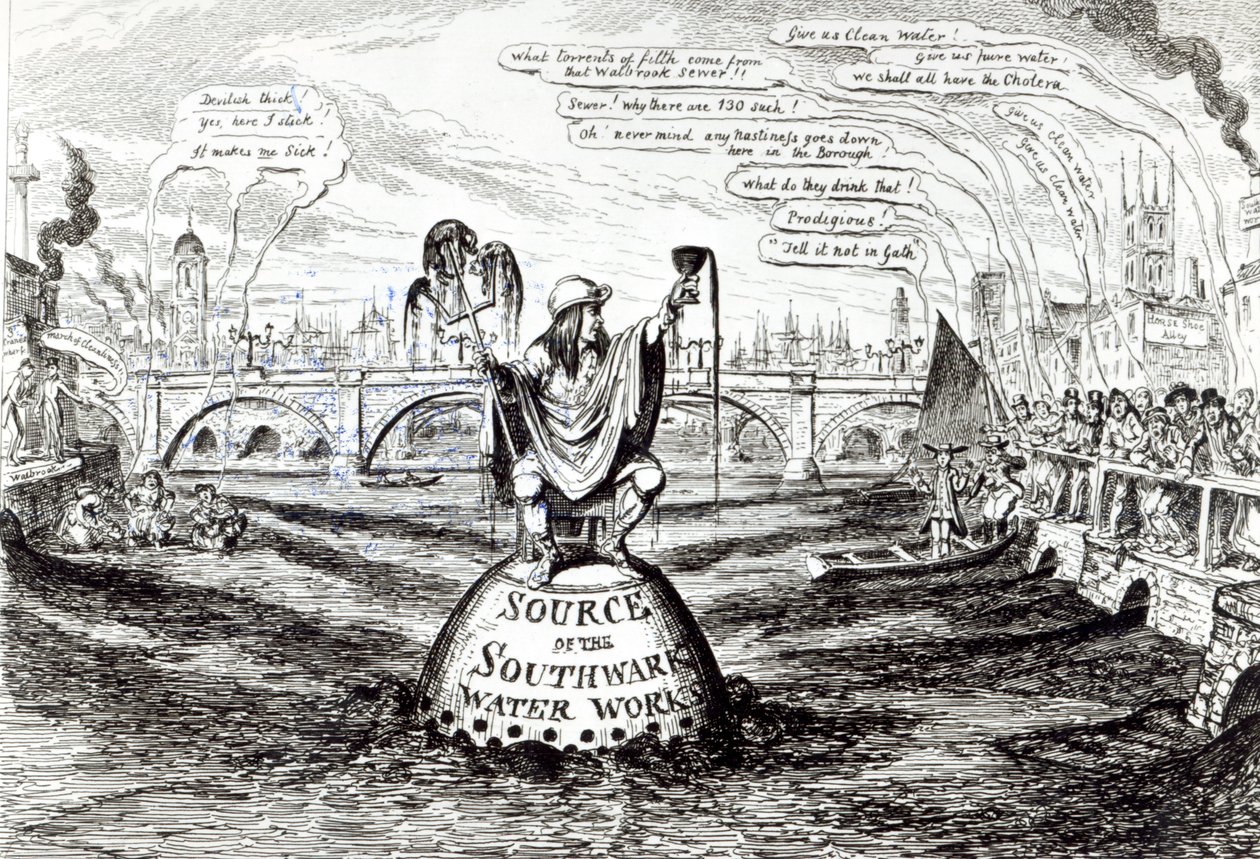 Satirisk serie om Southwark Water Company, 1832 av George Cruikshank