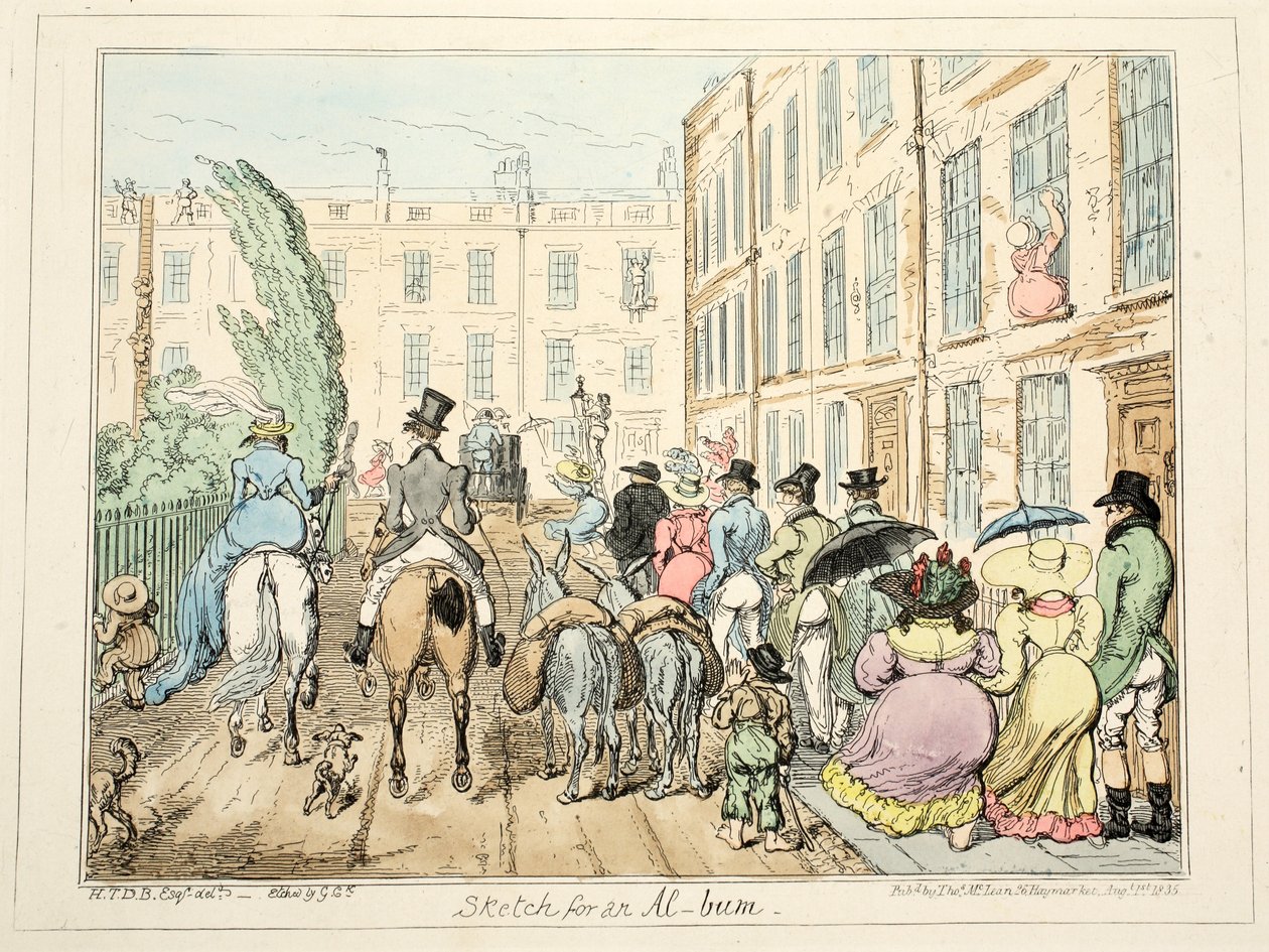 Skiss till en Al-bum, pub. 1835 (handkolorerad gravyr) av George Cruikshank