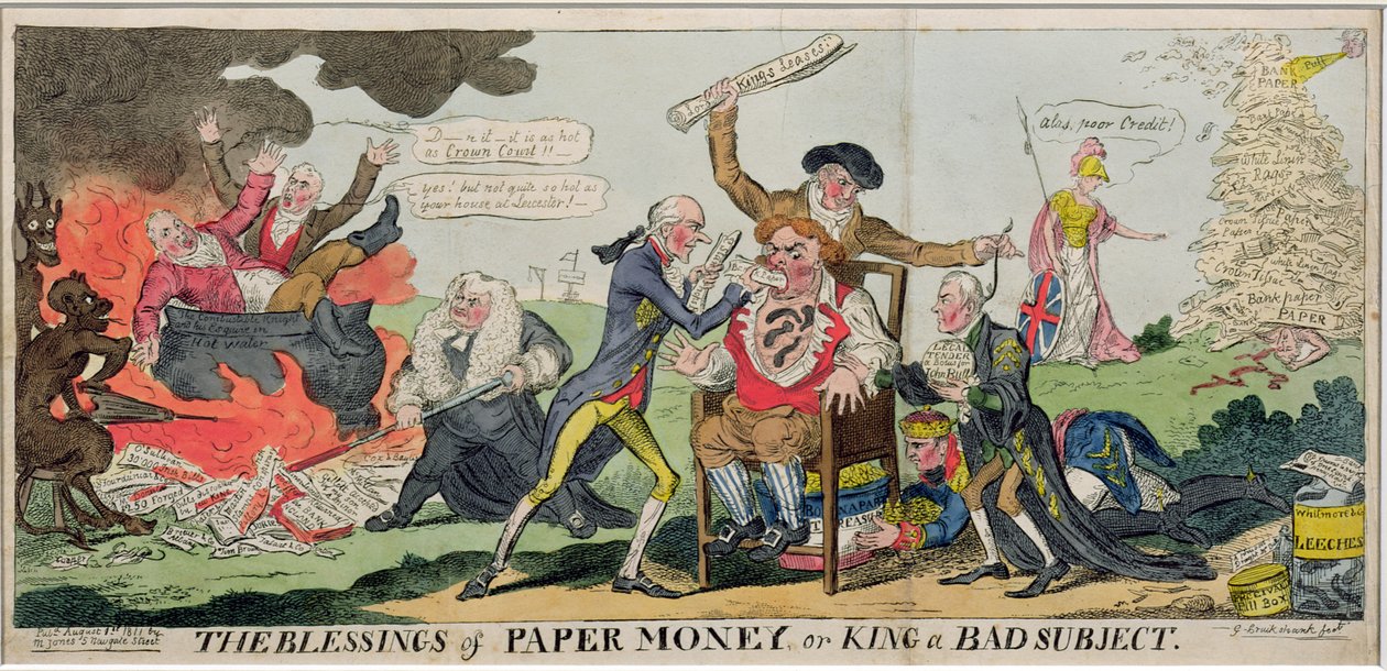 The Blessings of Paper Money or King a Bad Subject, publicerad 1811 av George Cruikshank