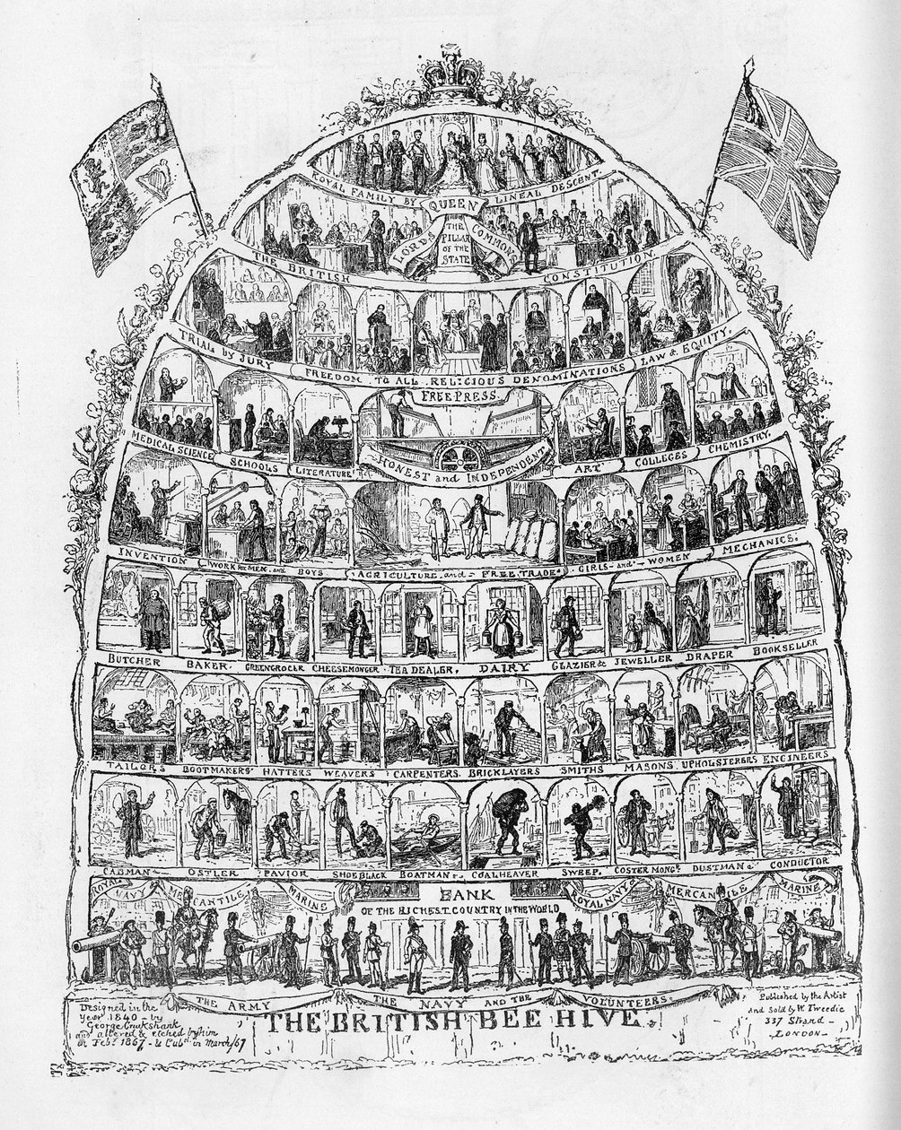 Den brittiska bikupan, 1867 av George Cruikshank