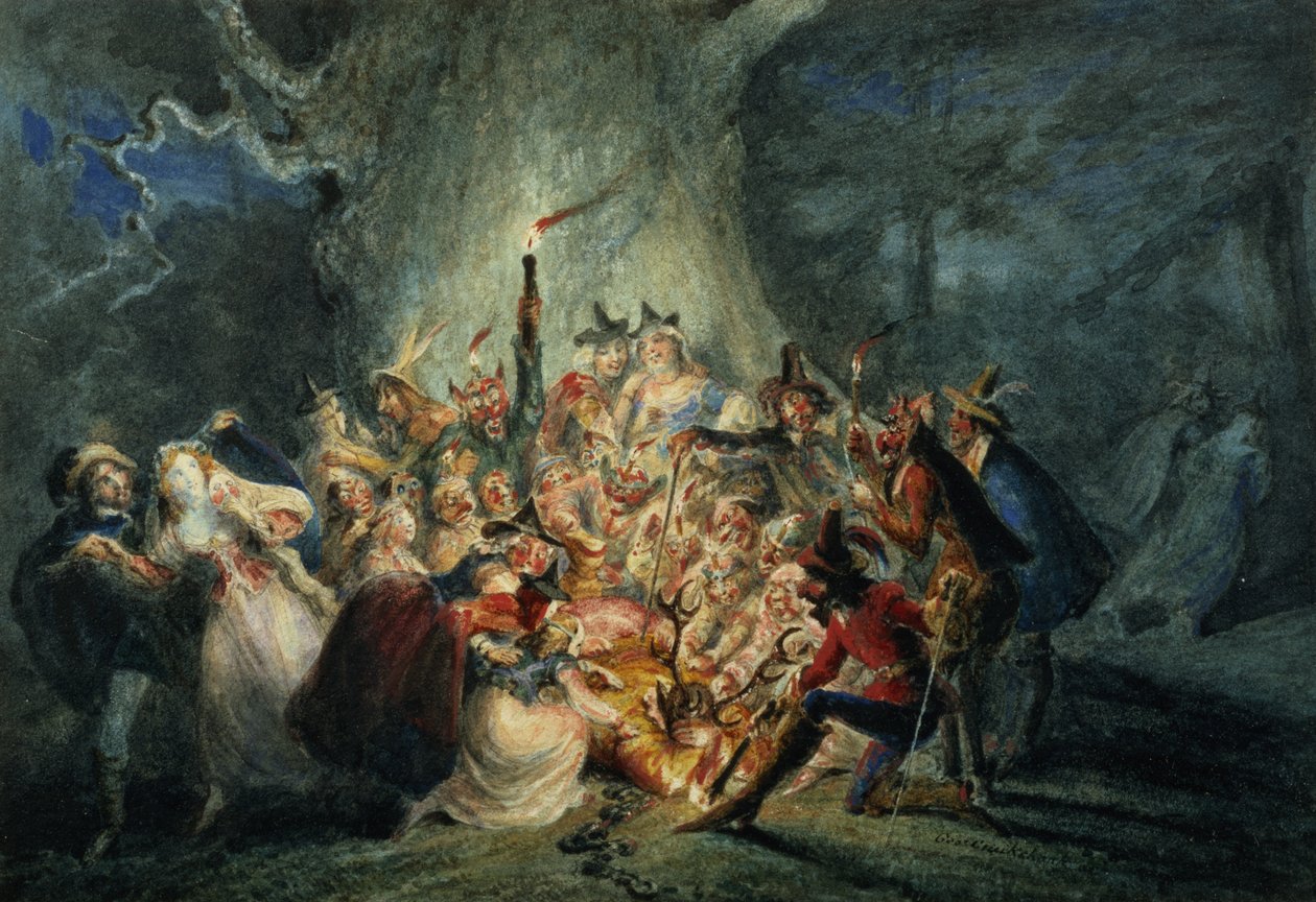 De muntra hustrurna i Windsor, akt V scen 5 av George Cruikshank