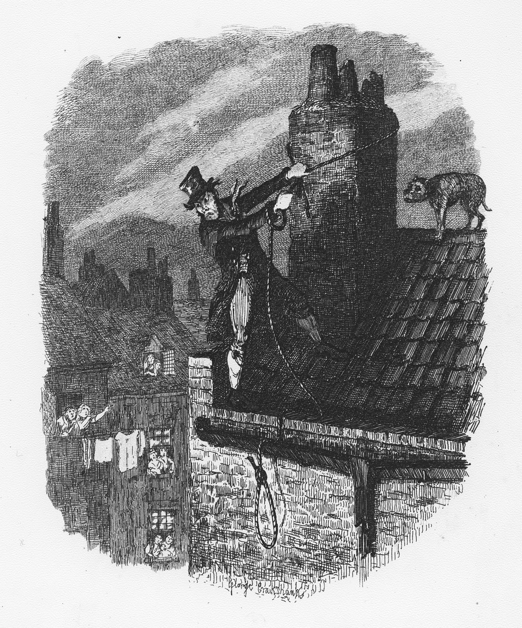 Den sista chansen, från "The Adventures of Oliver Twist" av Charles Dickens (1812-70) 1838 av George Cruikshank