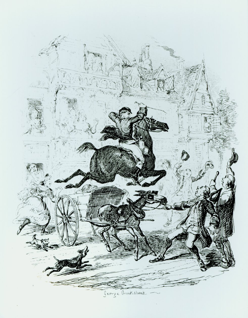 Turpins (1705-39) flyg genom Edmonton av George Cruikshank