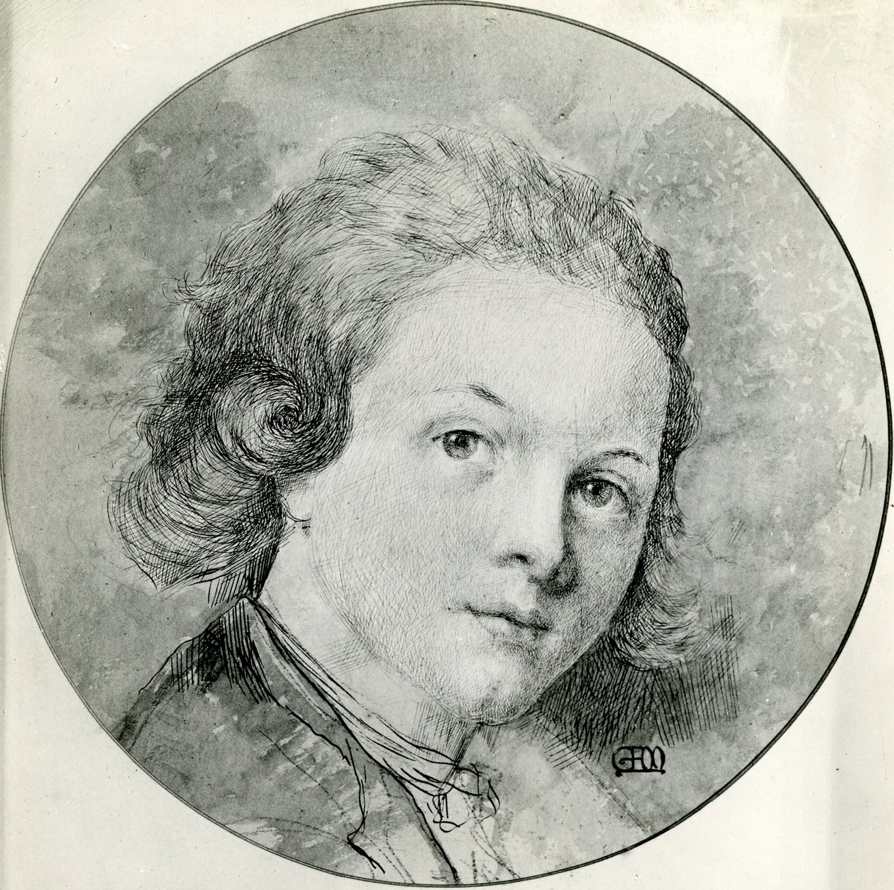 Porträtt av Mozart vid fjorton års ålder efter Pompeio Batoni (penna och bläck med wc) av George Frank Miles
