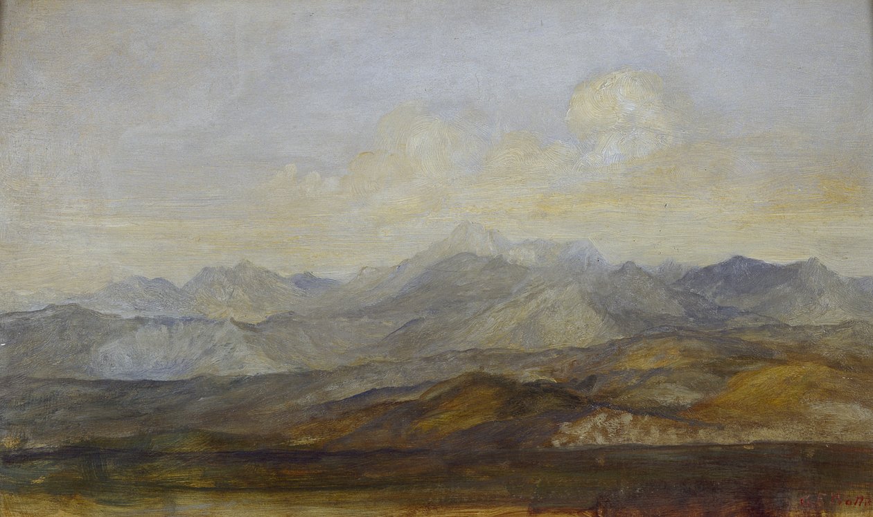Carrarabergen från Pisa, 1845 - 1846 av George Frederick Watts