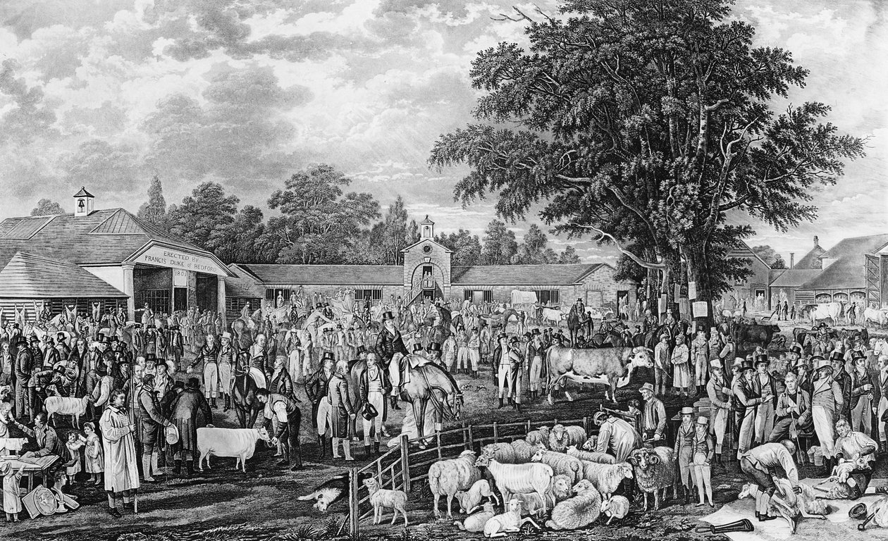 Woburn Sheepshearing, graverad av Thomas Morris, 1811 av George Garrard