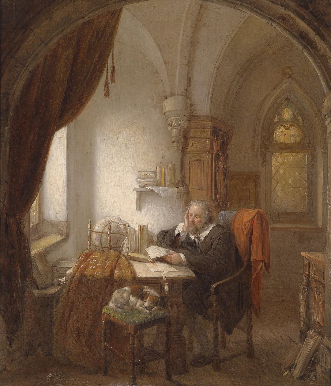 Der Gelehrte, Öl auf Leinwand, 51 x 43,5 cm av George Gillis Haanen