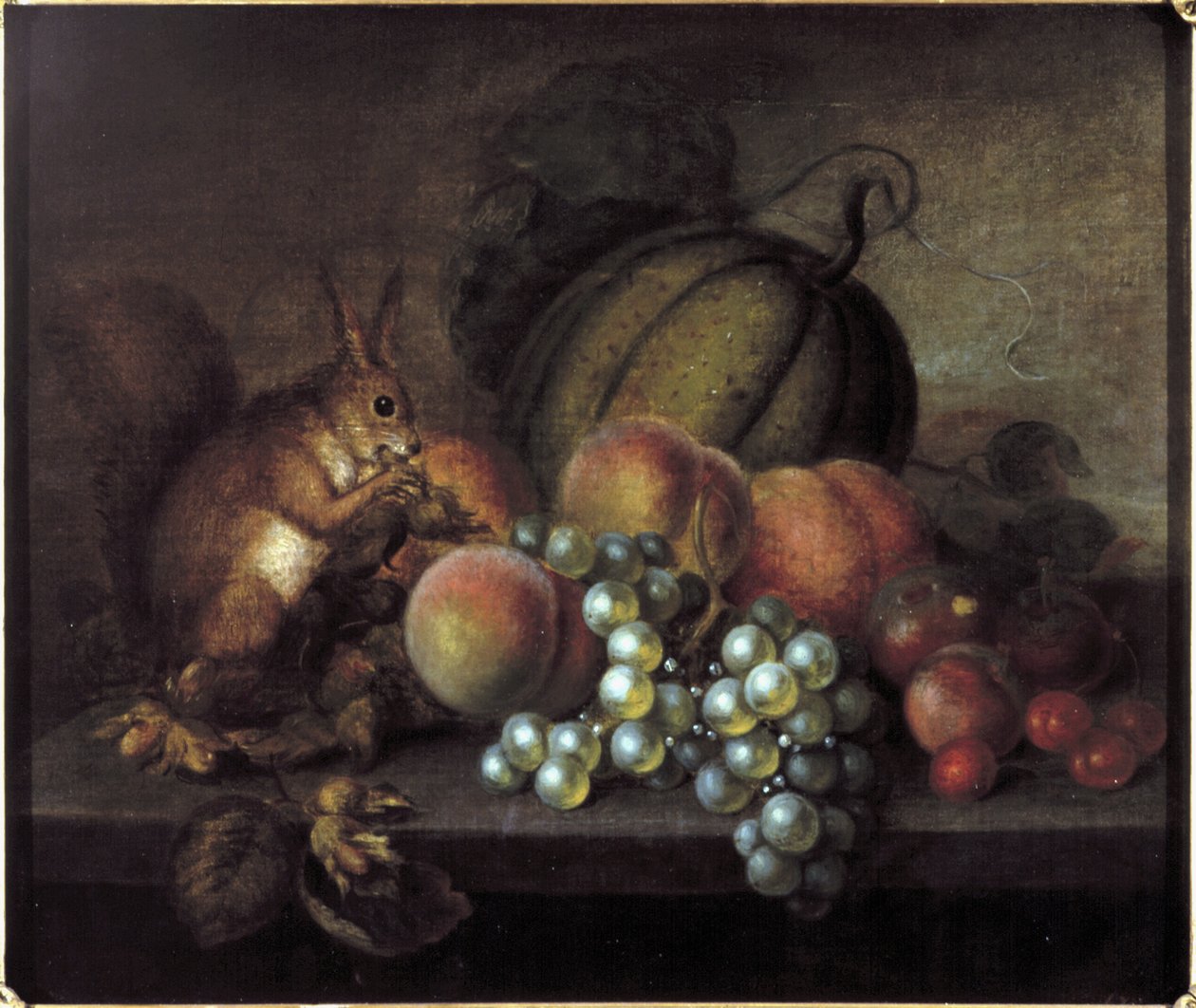 Studie av frukt med ekorre av George Gray