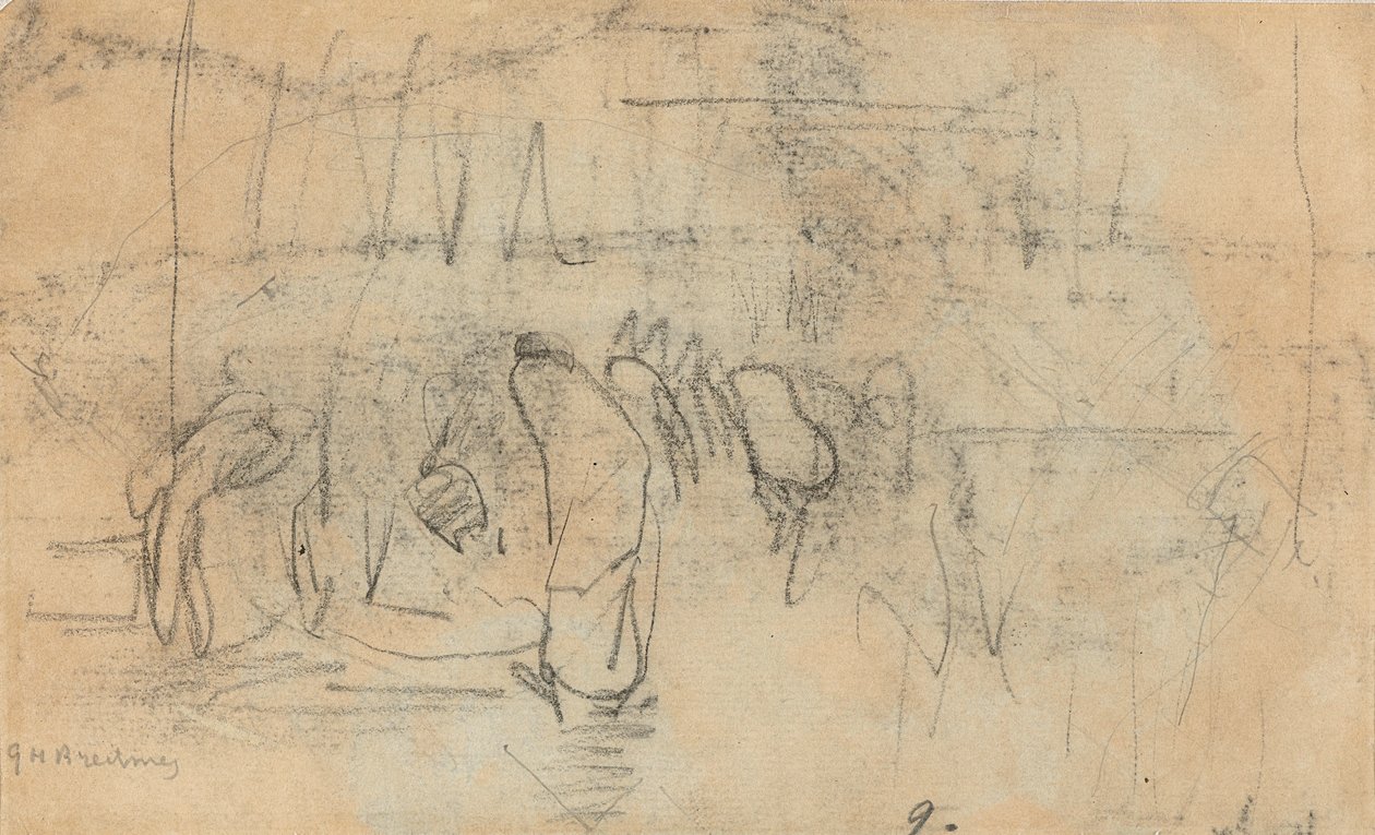  Sketch of people on the streetnNederlands: Schets van mensen op straatn av George Hendrik Breitner
