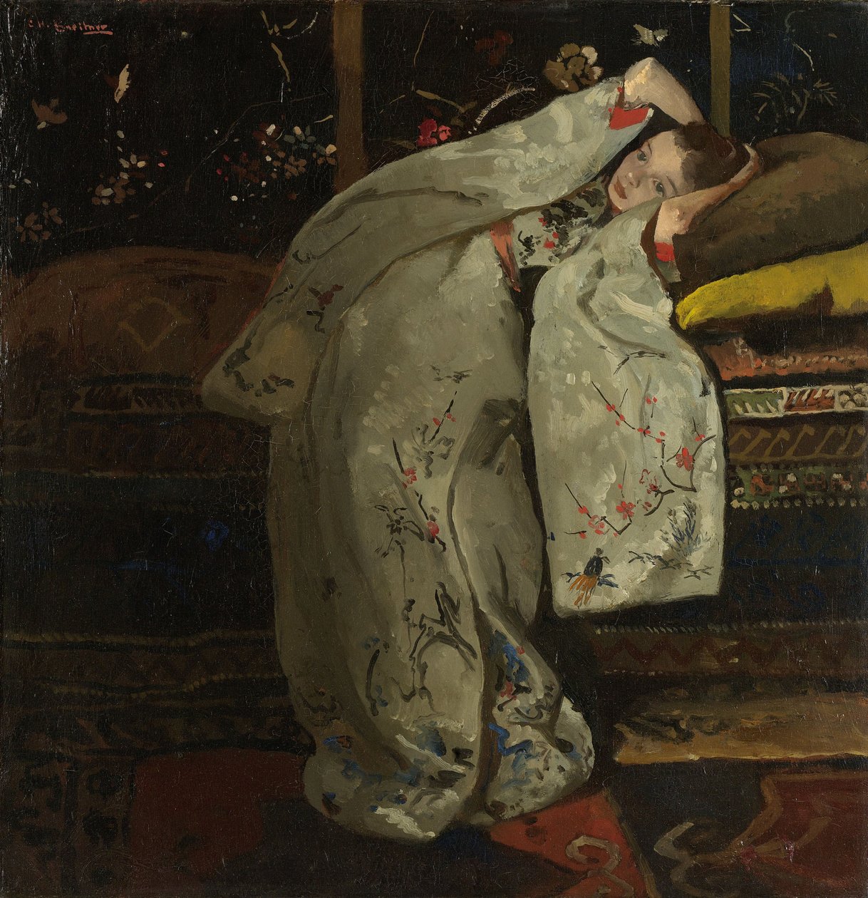 Girl in a white Kimono av George Hendrik Breitner