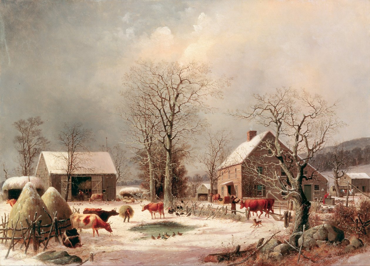 Gård på vintern av George Henry Durrie