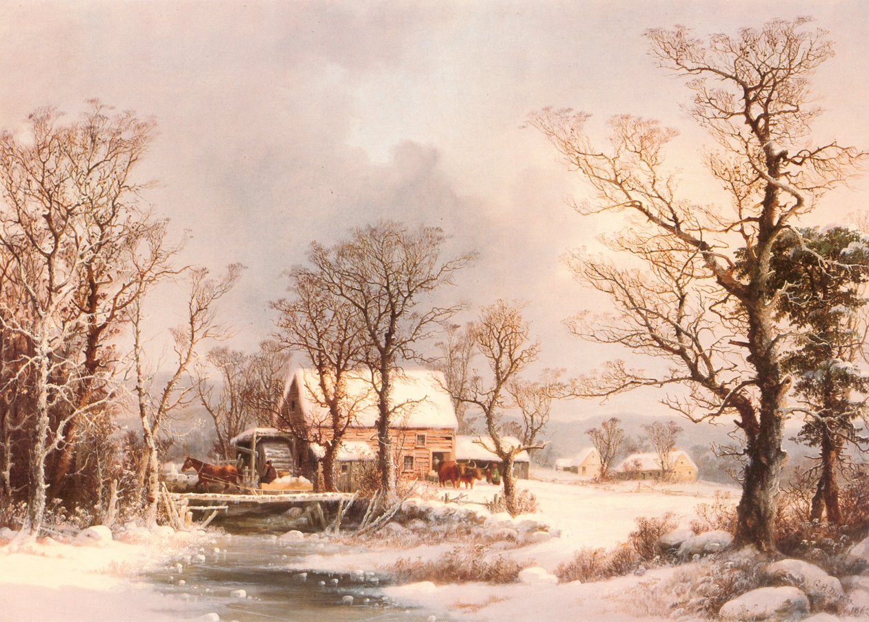 Winter in the Country, The Old Grist Mill av George Henry Durrie