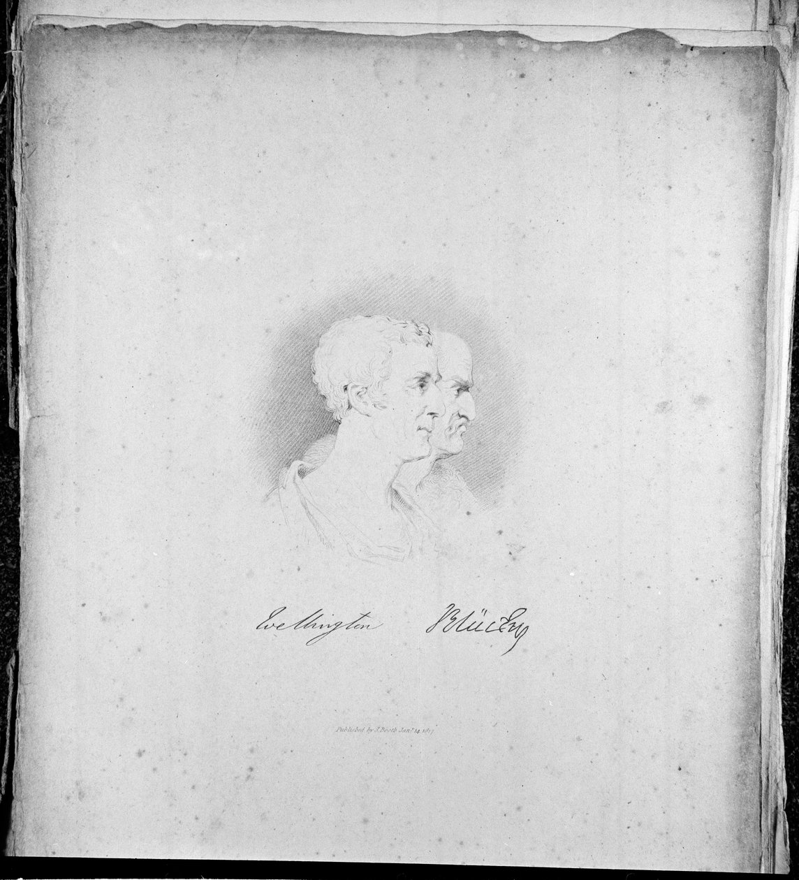 Profilporträtt av Wellington och Blücher, gravyr av Samuel Mitan, 1817 av George Jones