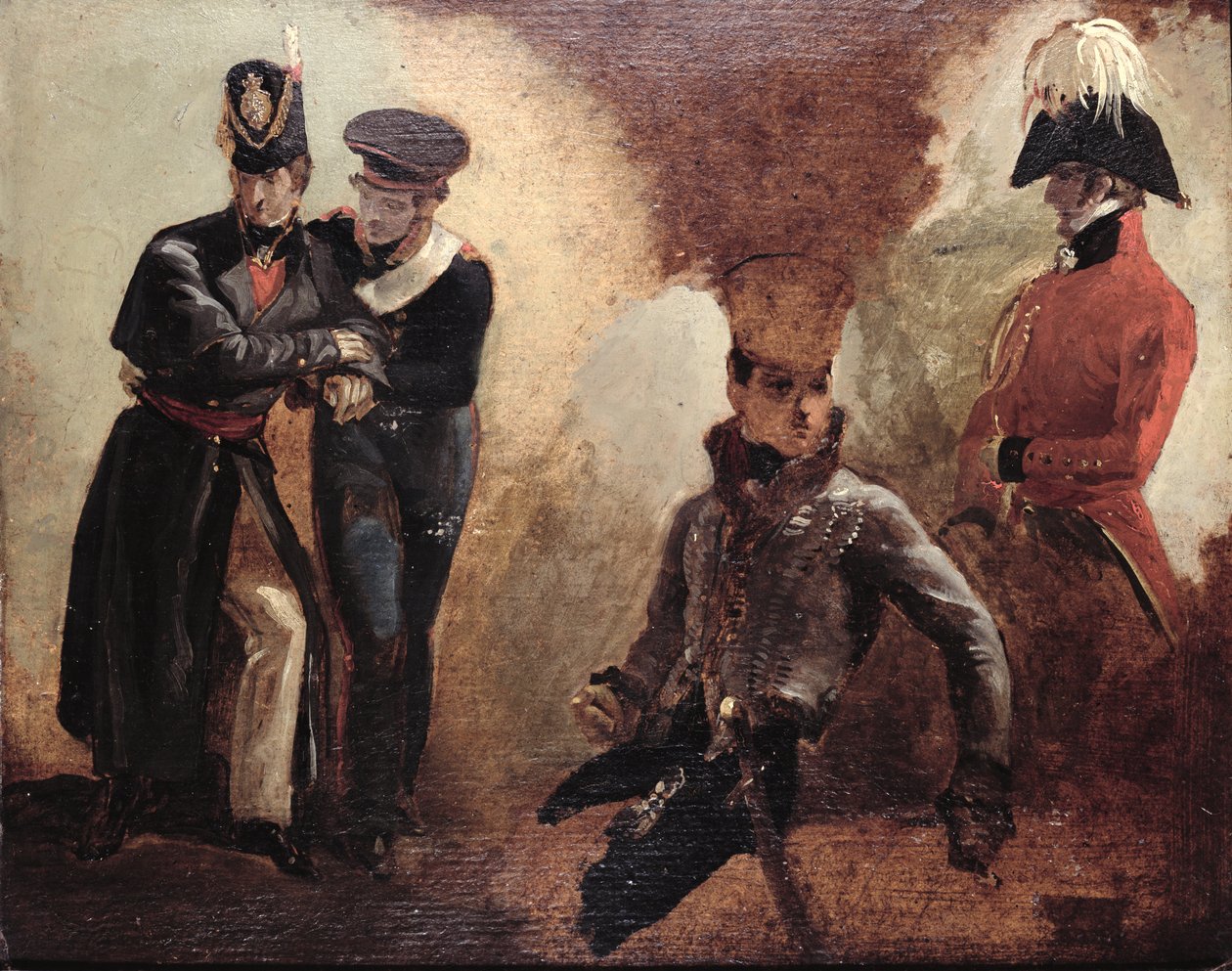 Studier av en Coldstream-vaktofficer och militära porträtt, 1815 av George Jones