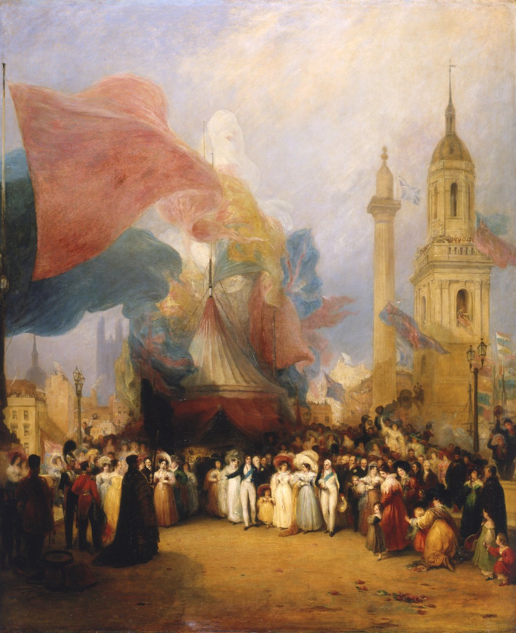 Den kungliga processionen vid invigningen av London Bridge, 1831 av George Jones