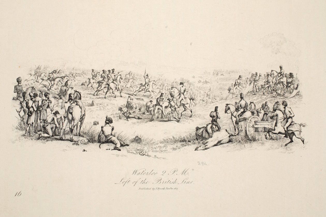 Waterloo, 14:00, vänster om British Line, pub. J. Booth, 1816 av George Jones