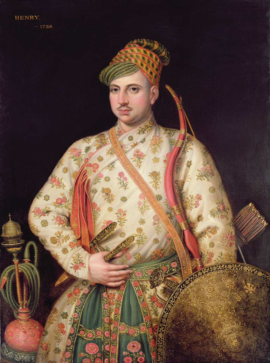 Porträtt av en gentleman i kunglig moguldräkt, 1738 av George Knapton