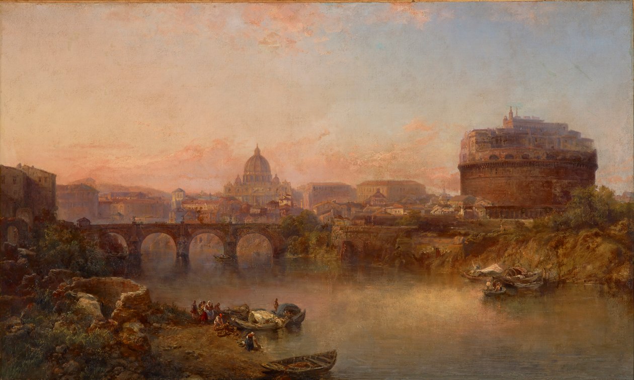 Sunset on the Tiber, Rome av George Loring Brown