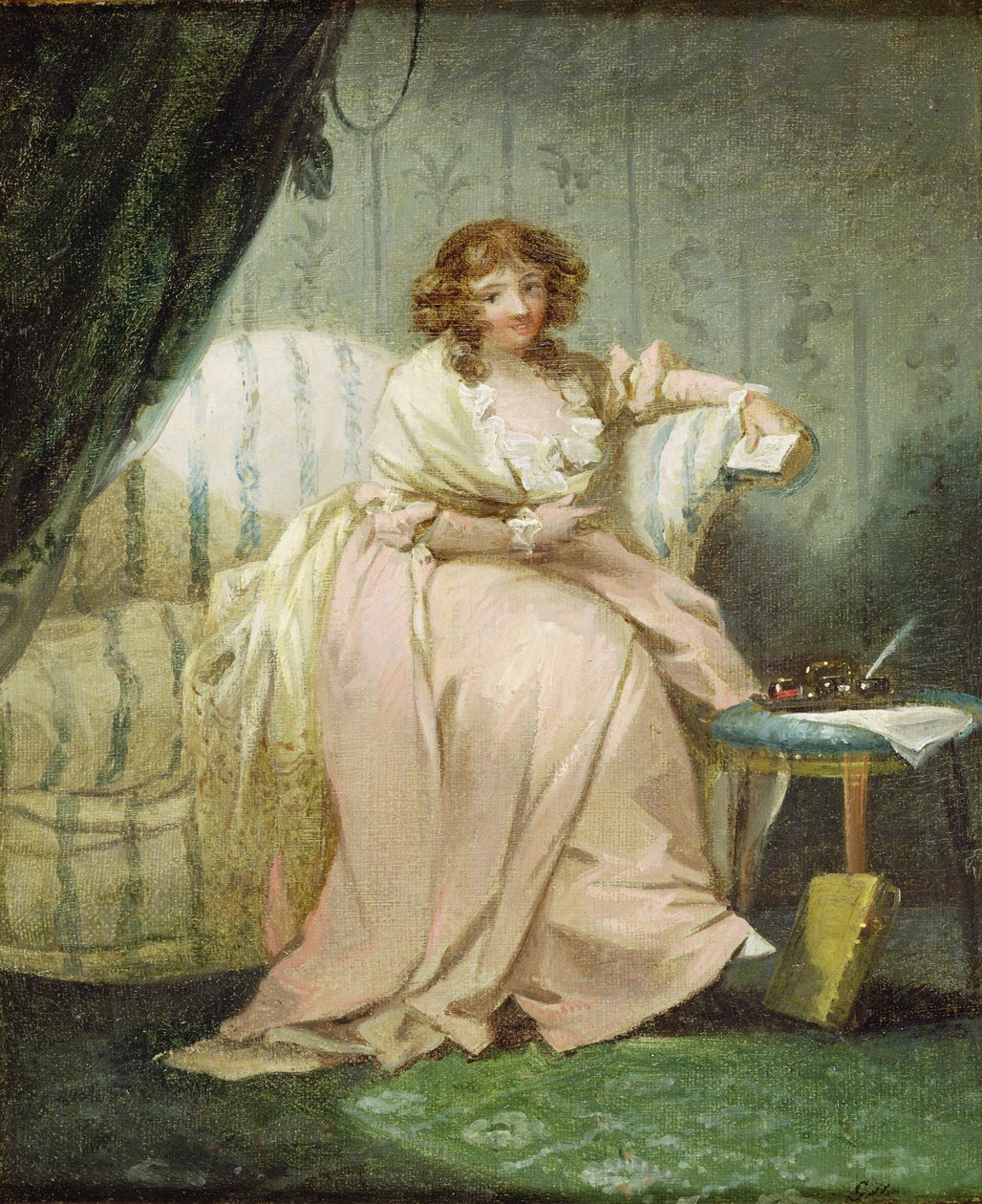 En kvinna som heter Anne, konstnärens hustru, ca 1790-1800 av George Morland